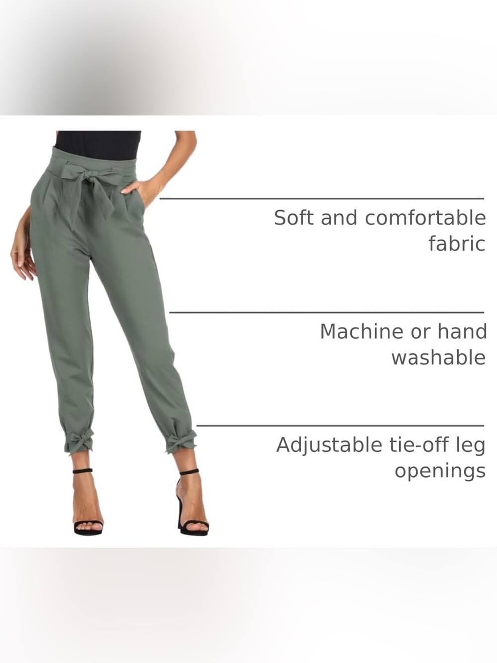 MARINA Olive Tie-Waist Paperbag Jogger Pants